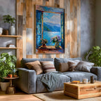 Lake Como Window Wall Art Italian Lakeside View Framed Canvas Mountain Landscape Bedroom Decor