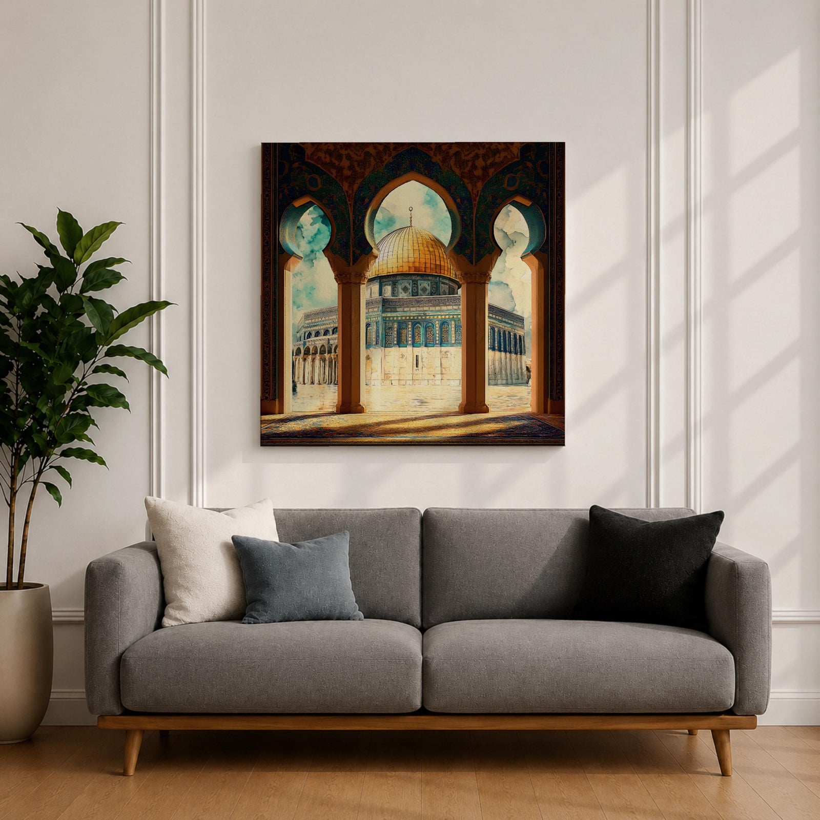 Masjid Al Aqsa Wall Art Arch View Framed Canvas Jerusalem Islamic Mosque Home Decor