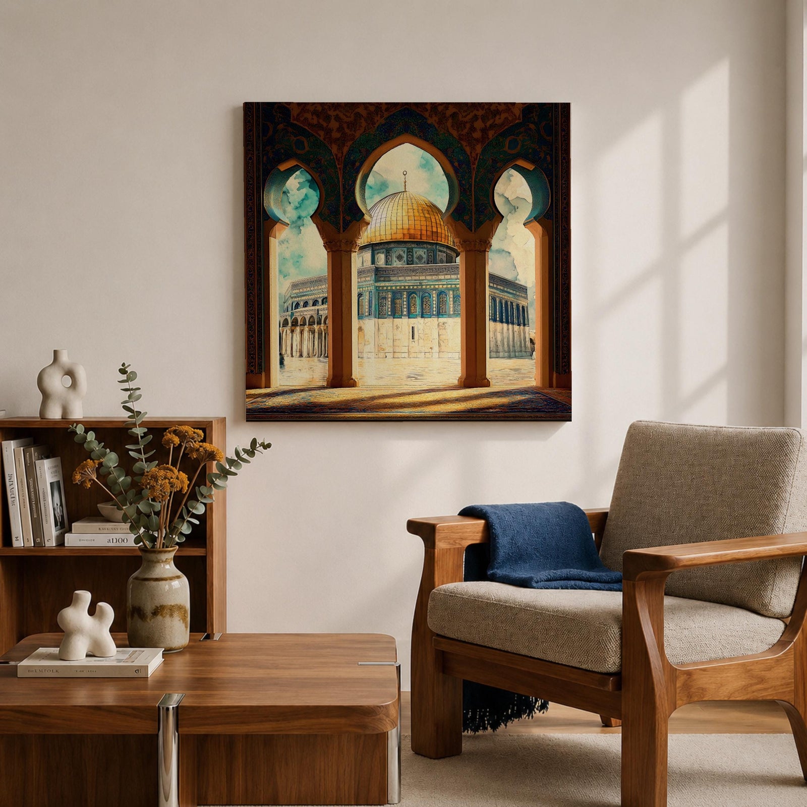 Masjid Al Aqsa Wall Art Arch View Framed Canvas Jerusalem Islamic Mosque Home Decor