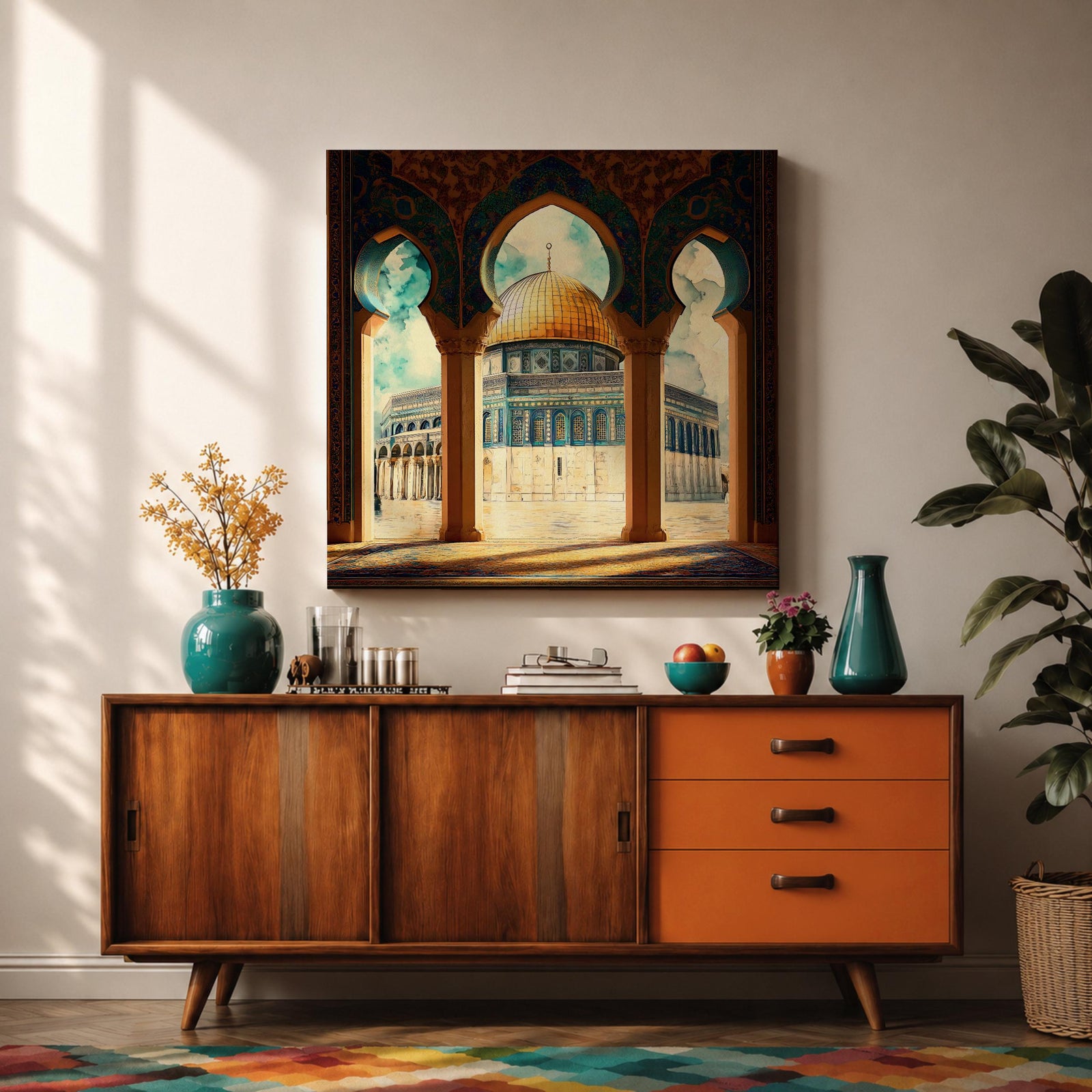 Masjid Al Aqsa Wall Art Arch View Framed Canvas Jerusalem Islamic Mosque Home Decor