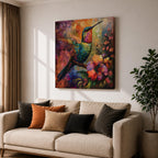 Hummingbird Wall Art Colibri Bird Framed Canvas Botanical Animal Tropical Nature Lover Decor