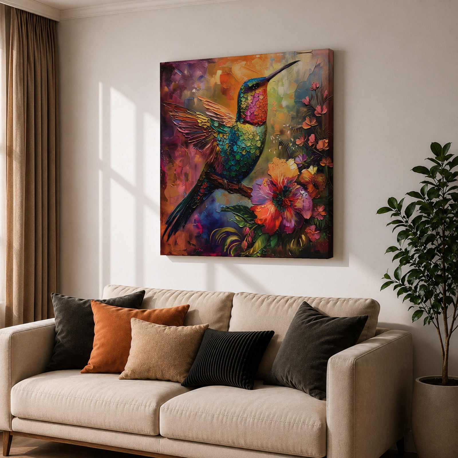 Hummingbird Wall Art Colibri Bird Framed Canvas Botanical Animal Tropical Nature Lover Decor