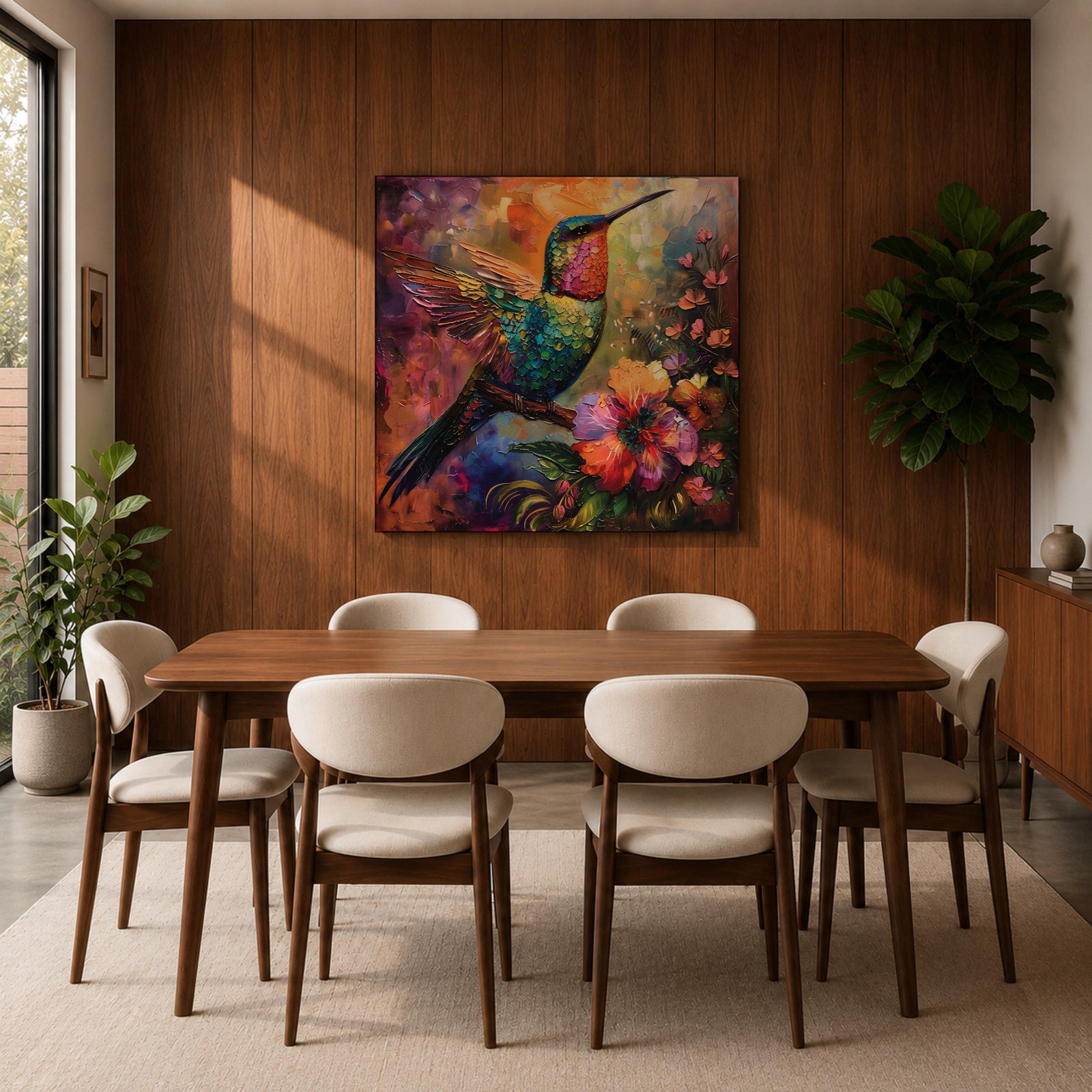Hummingbird Wall Art Colibri Bird Framed Canvas Botanical Animal Tropical Nature Lover Decor