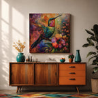 Hummingbird Wall Art Colibri Bird Framed Canvas Botanical Animal Tropical Nature Lover Decor