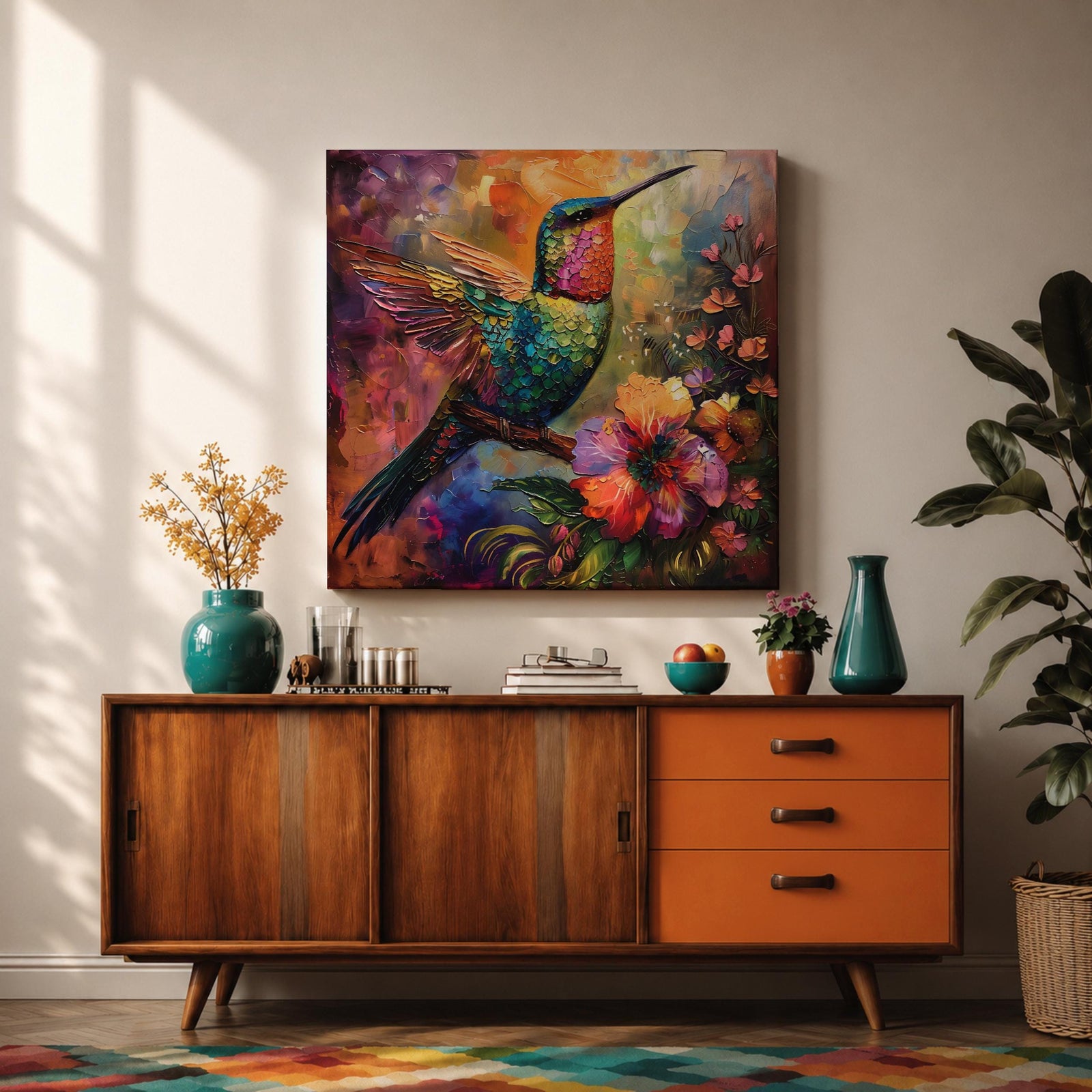 Hummingbird Wall Art Colibri Bird Framed Canvas Botanical Animal Tropical Nature Lover Decor
