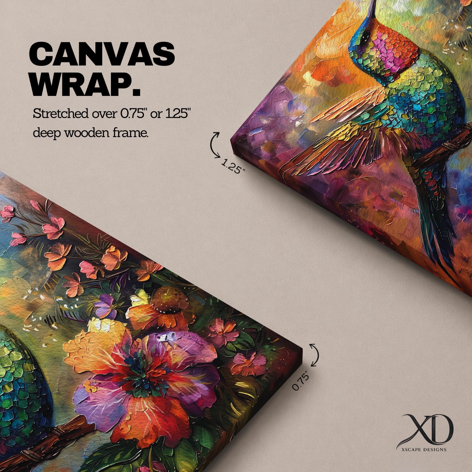 Hummingbird Wall Art Colibri Bird Framed Canvas Botanical Animal Tropical Nature Lover Decor