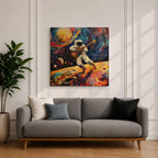 Astronaut Wall Art Space Guitarist Framed Canvas Guitar Player Impasto Music Studio Decor