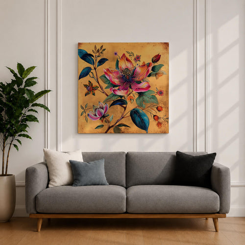 Botanical Flower Wall Art Vintage Floral Framed Canvas Garden Illustration Boho Home Decor