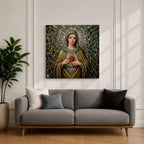 Immaculate Heart of Mary Wall Art Blessed Mother Framed Canvas Mosaic Catholic Home Decor