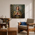 Immaculate Heart of Mary Wall Art Blessed Mother Framed Canvas Mosaic Catholic Home Decor
