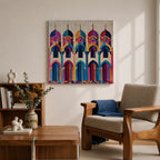 Islamic Mosaic Wall Art Mosque Arches Framed Canvas Arabic Geometric Modern Muslim Home Decor