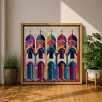Islamic Mosaic Wall Art Mosque Arches Framed Canvas Arabic Geometric Modern Muslim Home Decor