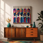 Islamic Mosaic Wall Art Mosque Arches Framed Canvas Arabic Geometric Modern Muslim Home Decor