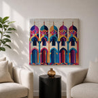 Islamic Mosaic Wall Art Mosque Arches Framed Canvas Arabic Geometric Modern Muslim Home Decor