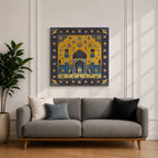 Persian Mosque Wall Art Tile Mosaic Framed Canvas Mughal Architecture Islamic Home Decor