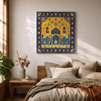 Persian Mosque Wall Art Tile Mosaic Framed Canvas Mughal Architecture Islamic Home Decor