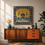 Persian Mosque Wall Art Tile Mosaic Framed Canvas Mughal Architecture Islamic Home Decor