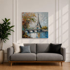 Eiffel Tower Wall Art Paris Landmark Framed Canvas France Impasto City Housewarming Decor