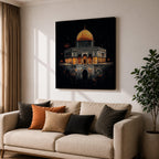 Dome of the Rock Wall Art Night View Framed Canvas Qubbat Sakhra Islamic Decor
