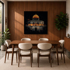 Dome of the Rock Wall Art Night View Framed Canvas Qubbat Sakhra Islamic Decor