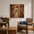 Sacred Heart of Jesus Wall Art Holy Redeemer Framed Canvas Mosaic Catholic Home Decor