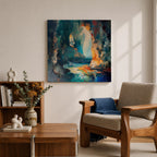 Coastal Cave Wall Art Sea Grotto Framed Canvas Ocean Abstract Landscape Coastal Decor