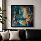 Coastal Cave Wall Art Sea Grotto Framed Canvas Ocean Abstract Landscape Coastal Decor