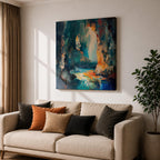 Coastal Cave Wall Art Sea Grotto Framed Canvas Ocean Abstract Landscape Coastal Decor