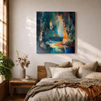 Coastal Cave Wall Art Sea Grotto Framed Canvas Ocean Abstract Landscape Coastal Decor