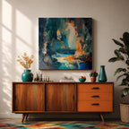 Coastal Cave Wall Art Sea Grotto Framed Canvas Ocean Abstract Landscape Coastal Decor