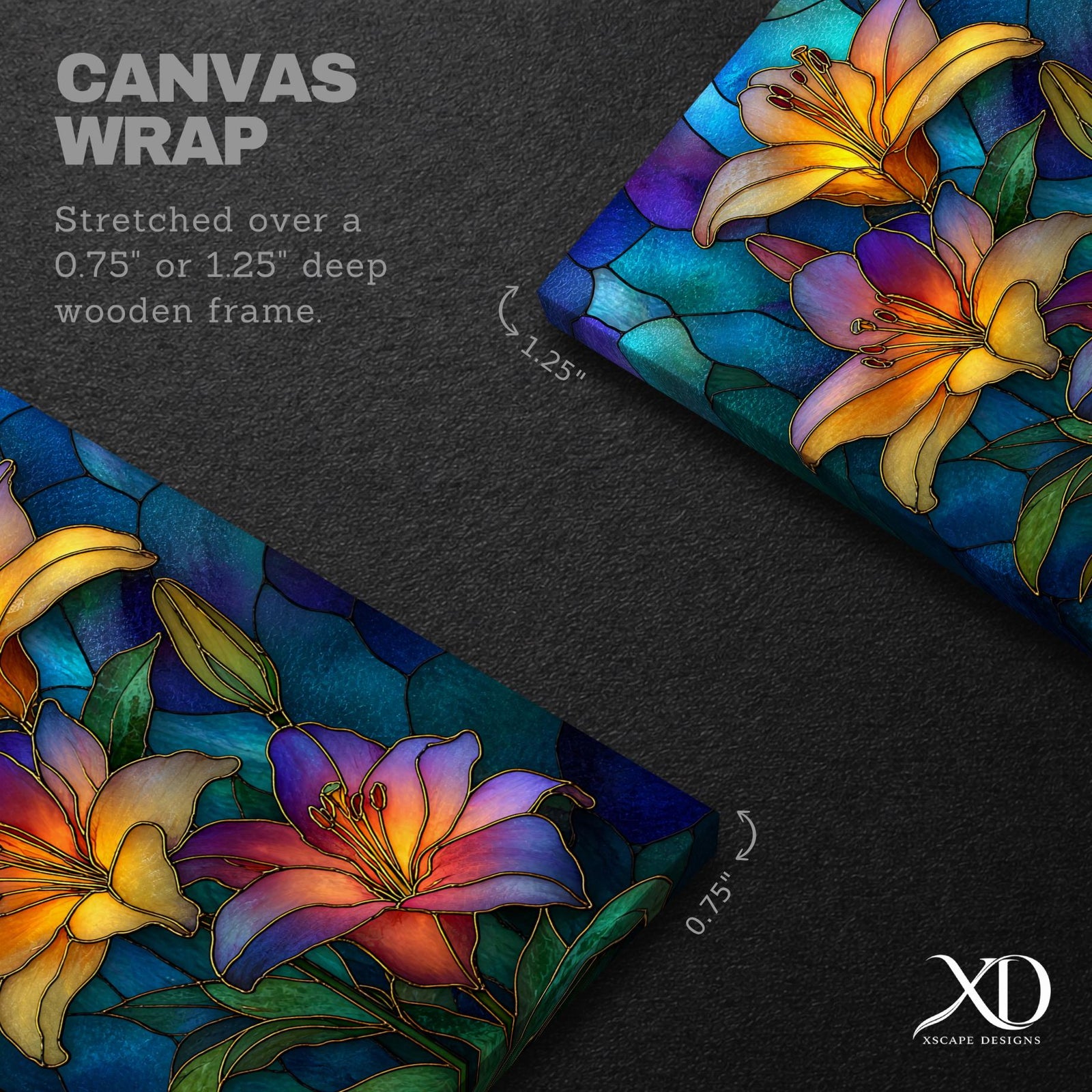 Lilies Wall Art Lily Flower Framed Canvas Stained Glass Mosaic Botanical Home Decor