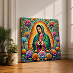 Our Lady of Guadalupe Wall Art Virgencita Framed Canvas Mexican Catholic Home Decor