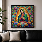 Our Lady of Guadalupe Wall Art Virgencita Framed Canvas Mexican Catholic Home Decor