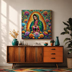 Our Lady of Guadalupe Wall Art Virgencita Framed Canvas Mexican Catholic Home Decor