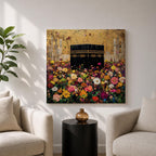 Kaaba Wall Art Floral Field Framed Canvas Masjid al Haram Hajj Umrah Islamic Decor