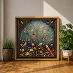 Persian Tree Wall Art Birds Garden Framed Canvas Persian Botanical Islamic Home Decor