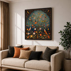Persian Tree Wall Art Birds Garden Framed Canvas Persian Botanical Islamic Home Decor