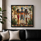 Pharaoh Wall Art Tutankhamun Framed Canvas Egyptian Mosaic Cultural History Decor