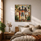 Pharaoh Wall Art Tutankhamun Framed Canvas Egyptian Mosaic Cultural History Decor