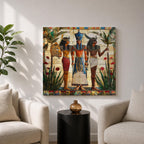 Pharaoh Wall Art Tutankhamun Framed Canvas Egyptian Mosaic Cultural History Decor