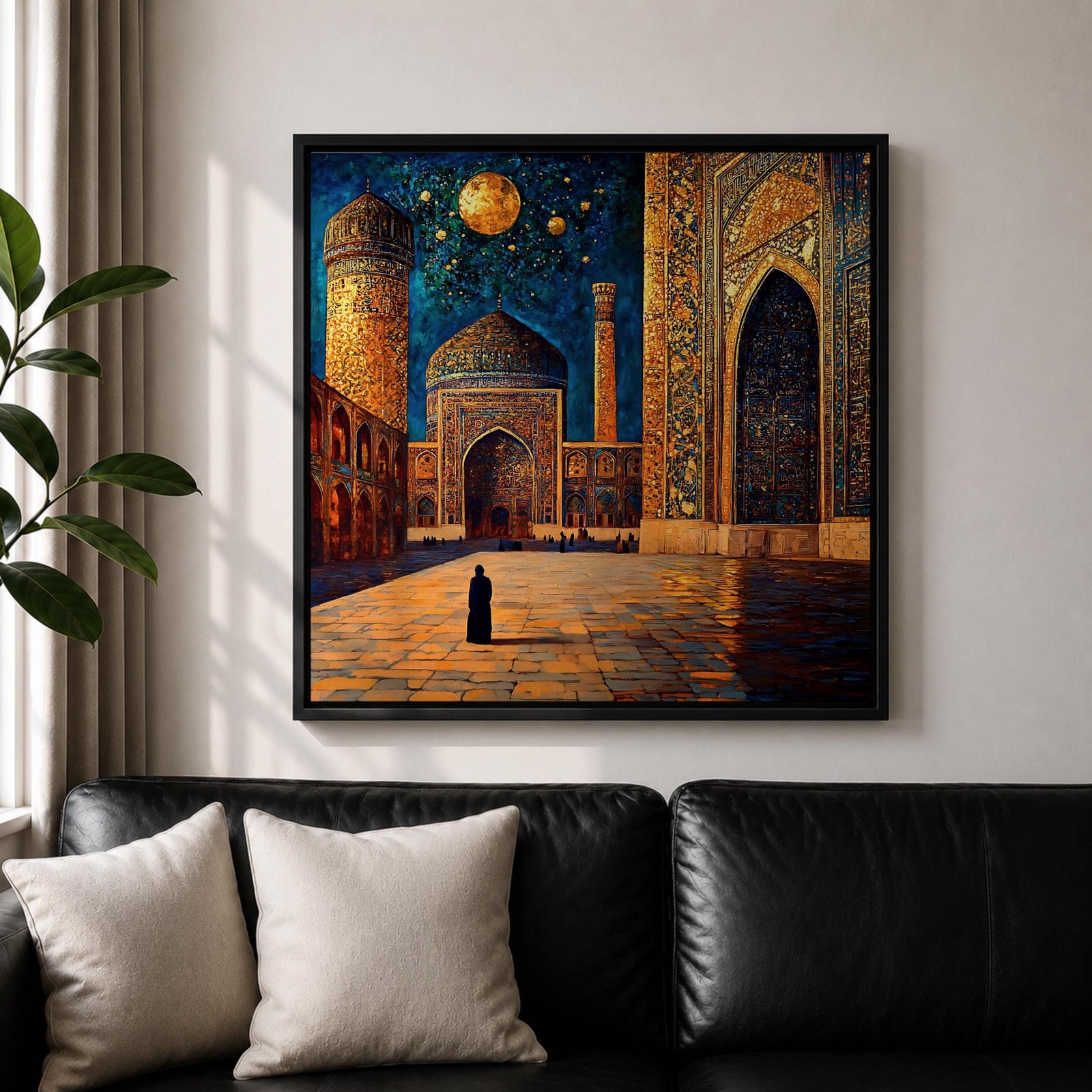 Persian Mosque Wall Art Night View Framed Canvas Mughal Architecture Islamic Home Decor
