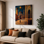 Persian Mosque Wall Art Night View Framed Canvas Mughal Architecture Islamic Home Decor