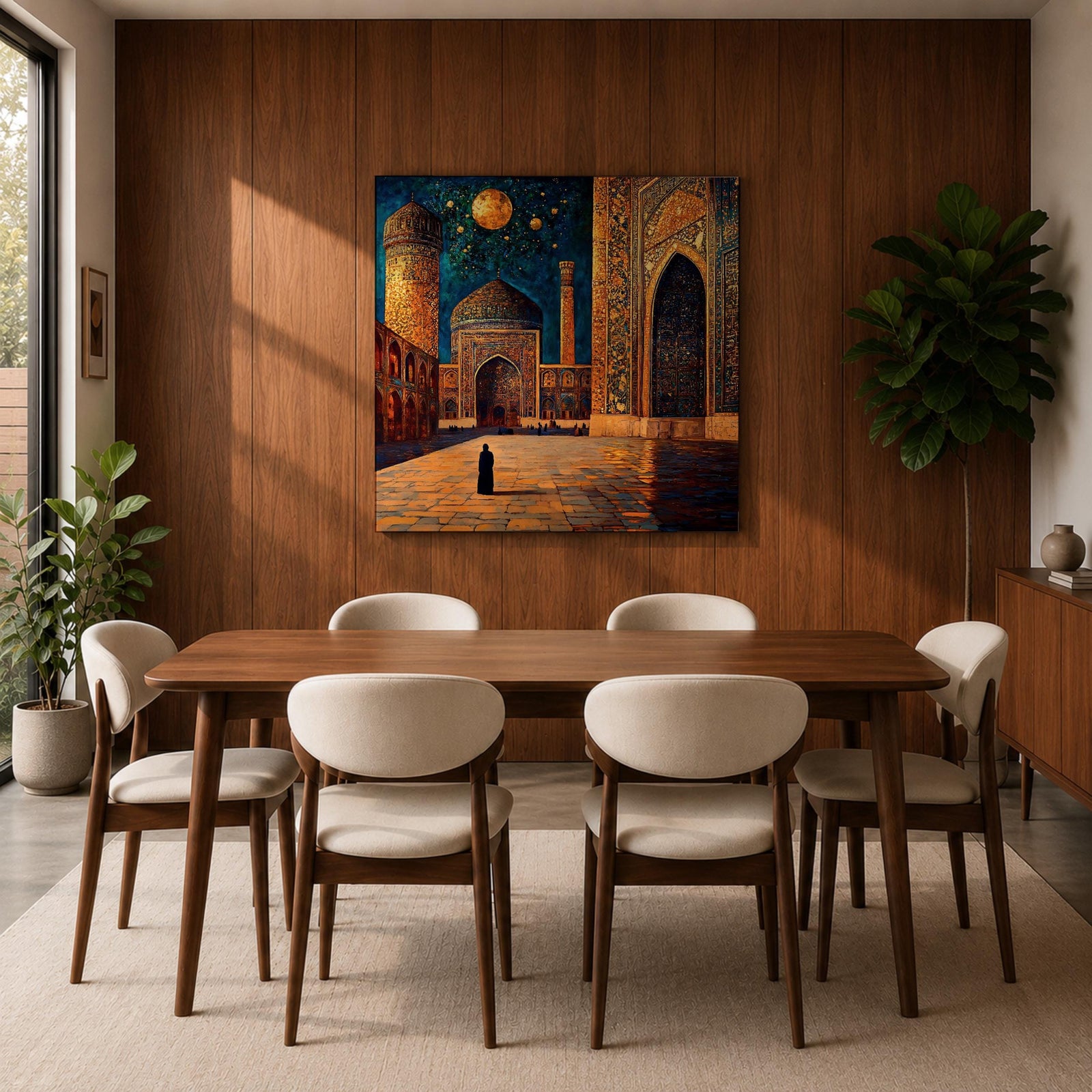 Persian Mosque Wall Art Night View Framed Canvas Mughal Architecture Islamic Home Decor