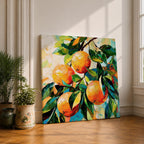 Orange Tree Wall Art Citrus Branch Framed Canvas Fruit Botanical Kitchen Nature Decor