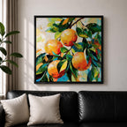 Orange Tree Wall Art Citrus Branch Framed Canvas Fruit Botanical Kitchen Nature Decor
