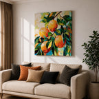 Orange Tree Wall Art Citrus Branch Framed Canvas Fruit Botanical Kitchen Nature Decor