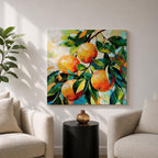 Orange Tree Wall Art Citrus Branch Framed Canvas Fruit Botanical Kitchen Nature Decor