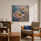 Peony Flower Wall Art Garden Peony Framed Canvas Gold Accent Floral Boho Home Decor
