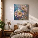 Peony Flower Wall Art Garden Peony Framed Canvas Gold Accent Floral Boho Home Decor