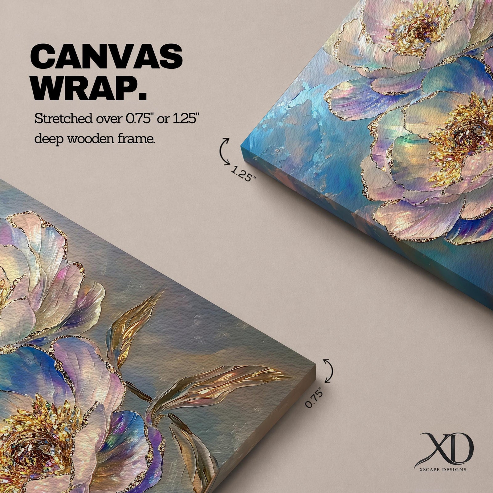 Peony Flower Wall Art Garden Peony Framed Canvas Gold Accent Floral Boho Home Decor
